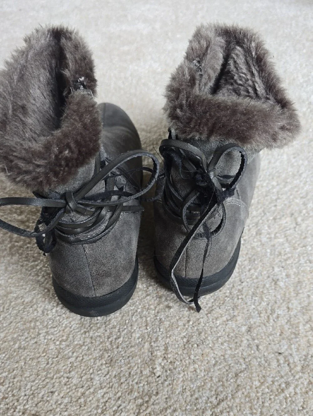 Bass Women's Gray Suede Fur-Trim Ankle Boots
